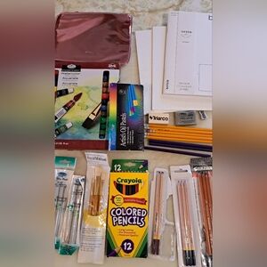 Artist Suppies NEW Lot,canvases, Oils, Watercolors, Charcoal Pencils, Notebook++